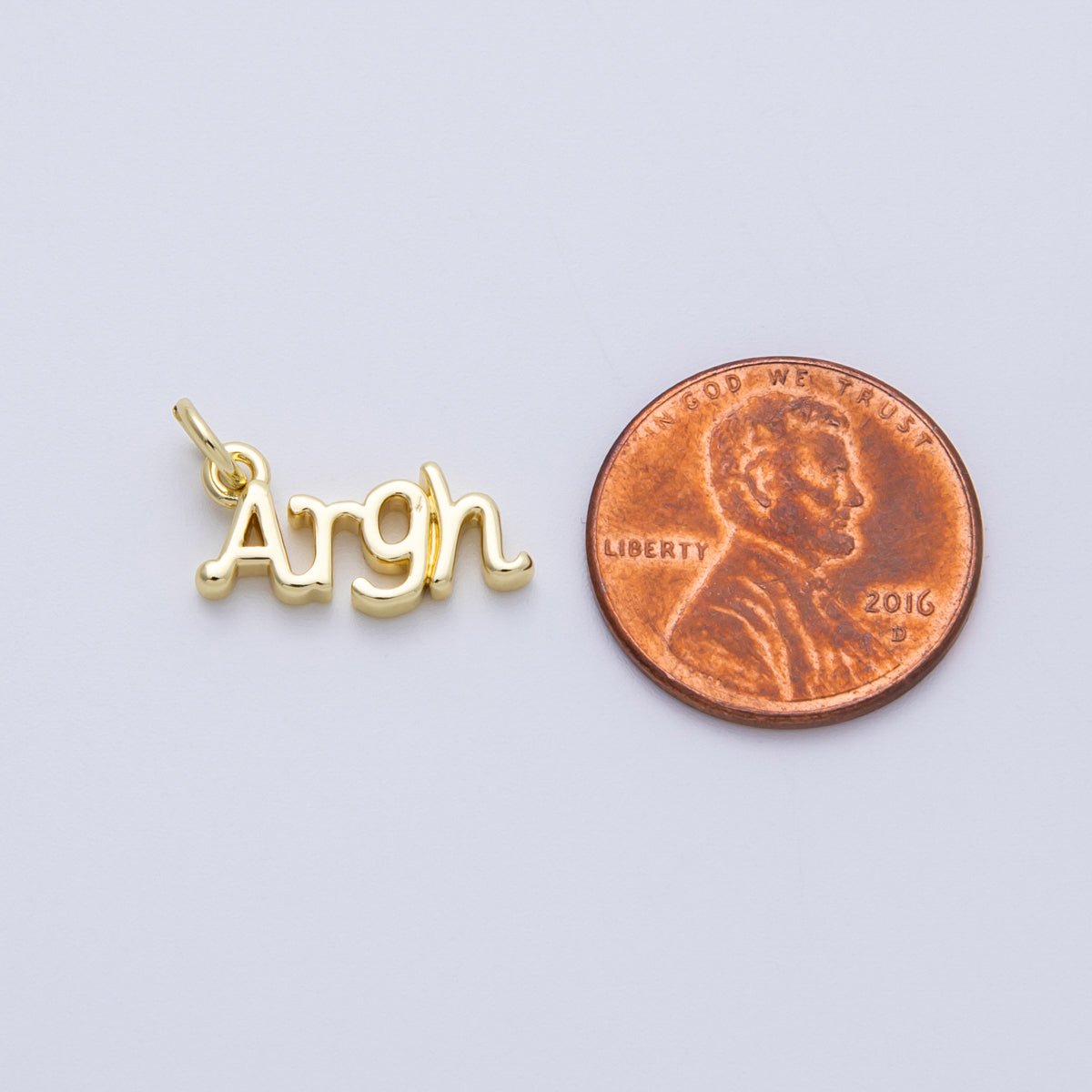 14K Gold Filled 16mm "Argh" Minimalist Script Charm | Charms - 00029 - DLUXCA