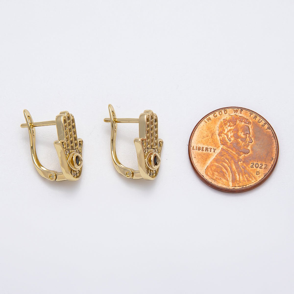 14K Gold Filled 16mm Black Micro Paved CZ English Lock Hoop Earrings | Earrings - 00259 - DLUXCA