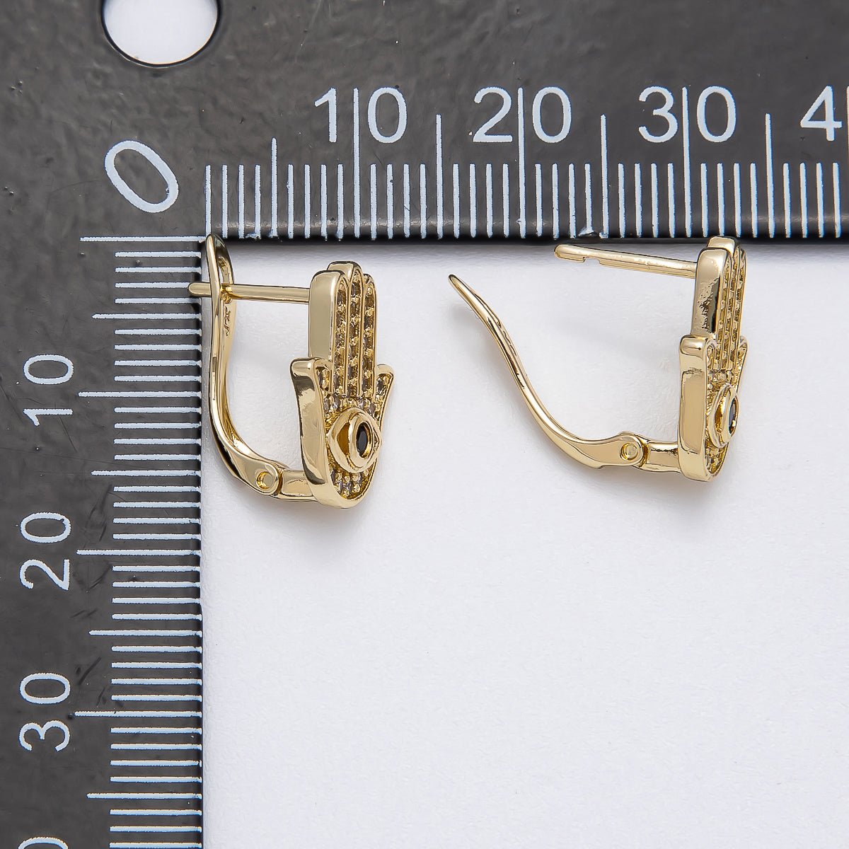 14K Gold Filled 16mm Black Micro Paved CZ English Lock Hoop Earrings | Earrings - 00259 - DLUXCA