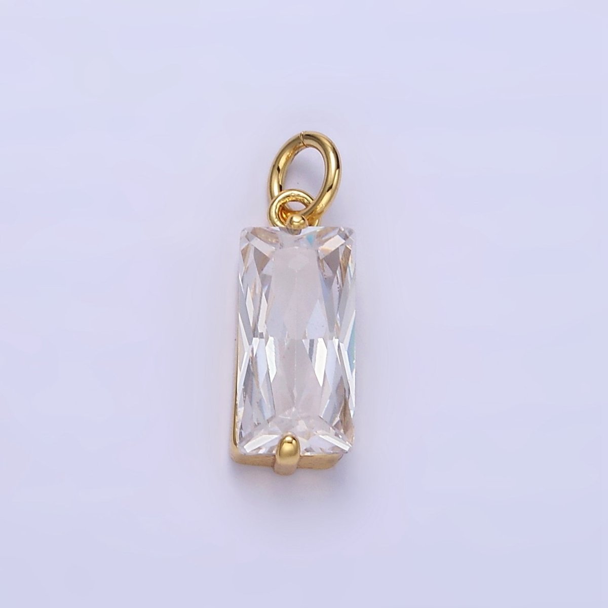 14K Gold Filled 16mm Clear CZ Baguette Bezel Charm | C553 - DLUXCA