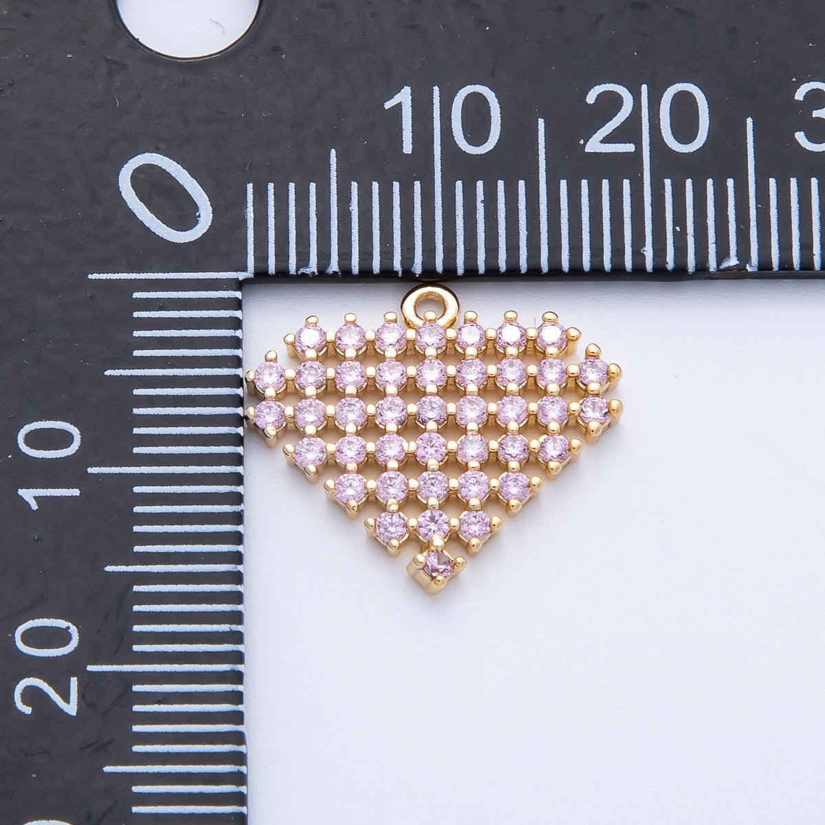 14K Gold Filled 16mm Colorful Micro Paved CZ Heart Geometric Charm | AK214 - AK216 - DLUXCA