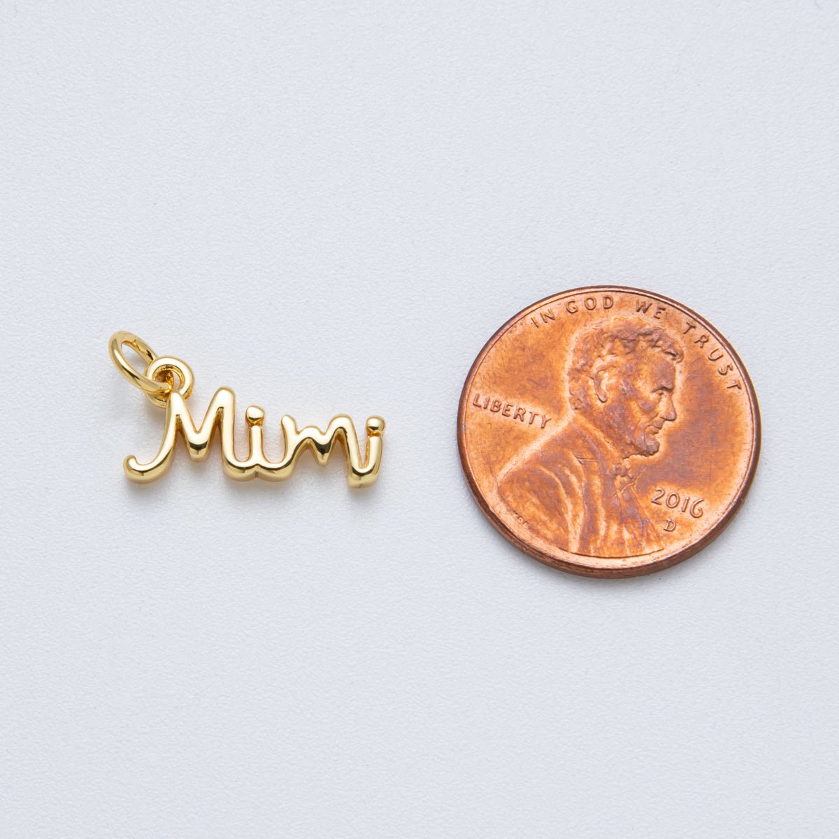 14K Gold Filled 16mm Grandma "Mimi" Minimalist Script Charm | Charms - 00030 - DLUXCA