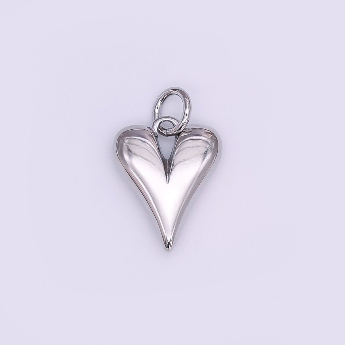 14K Gold Filled 16mm Long Puffed Minimalist Heart Charm In Gold & Silver | AG196 N098 - DLUXCA