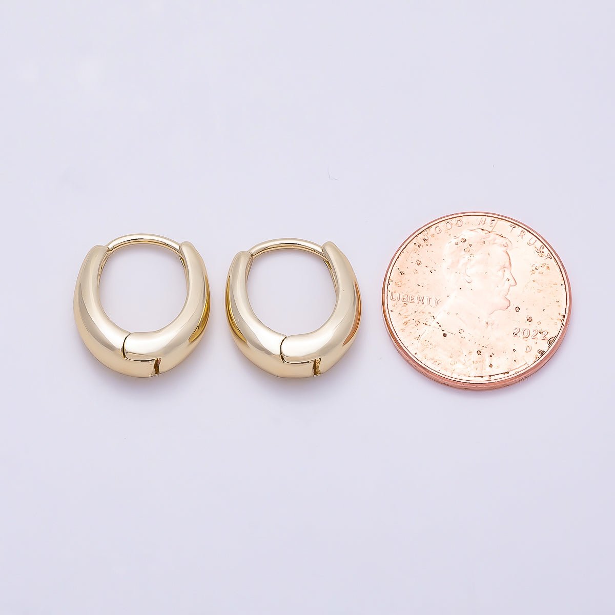 14K Gold Filled 16mm Minimalist Dome U-Shaped Oblong Hoop | Earrings-00698 - DLUXCA