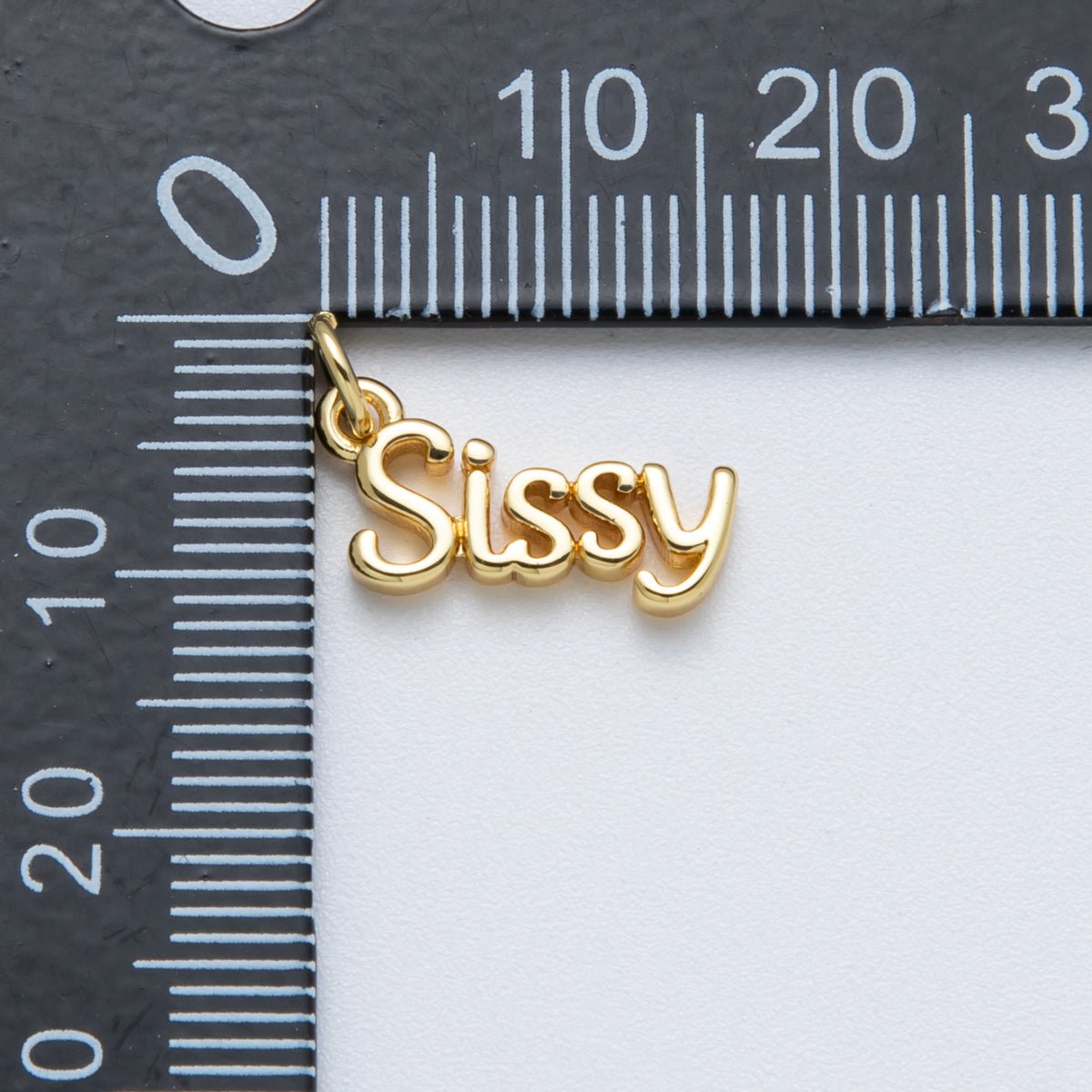 14K Gold Filled 16mm Sister "Sissy" Minimalist Script Charm | Charms - 00031 - DLUXCA