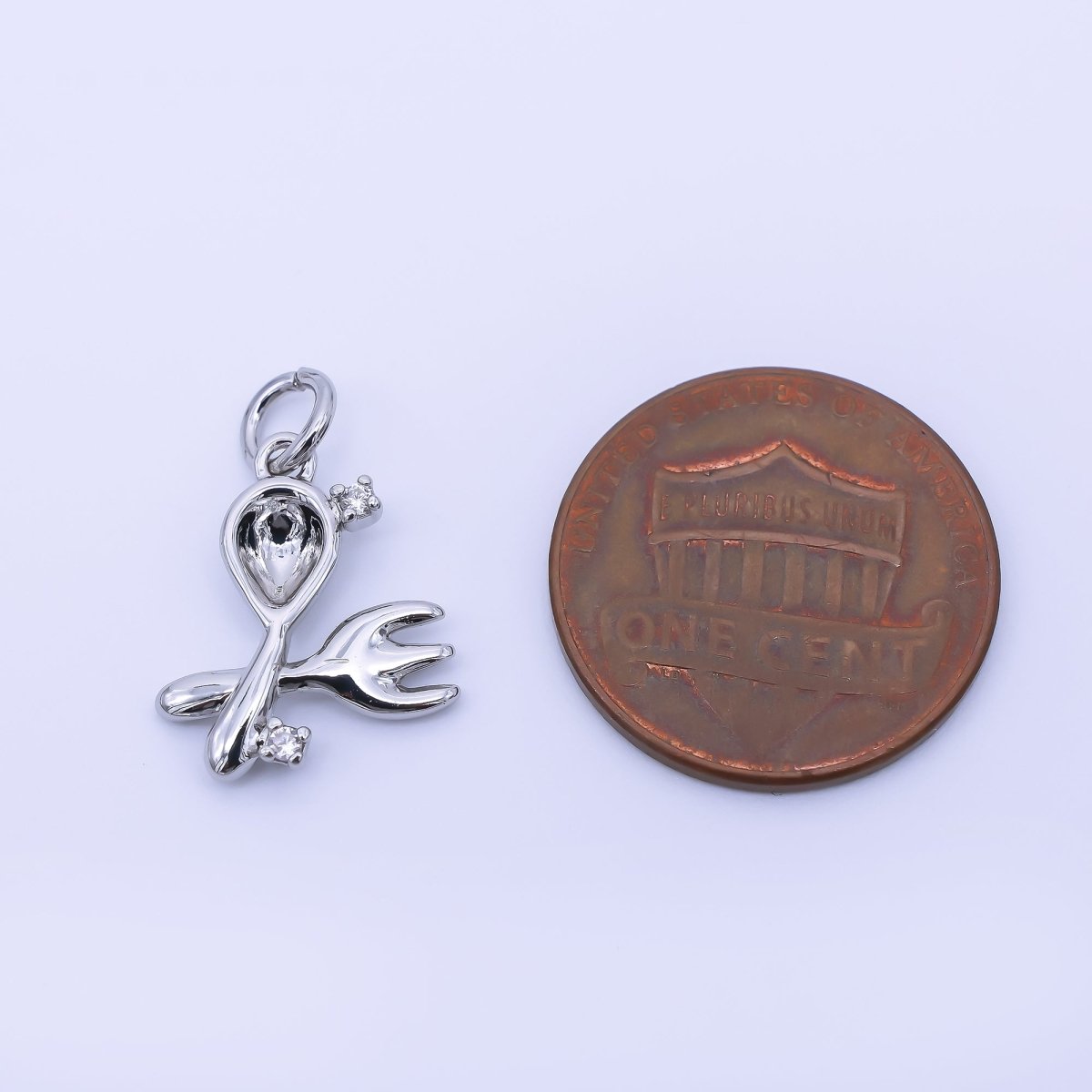 14K Gold Filled 16mm Twin Oval CZ Spoon, Fork Kitchen Utensils Charm | AF1292 - DLUXCA