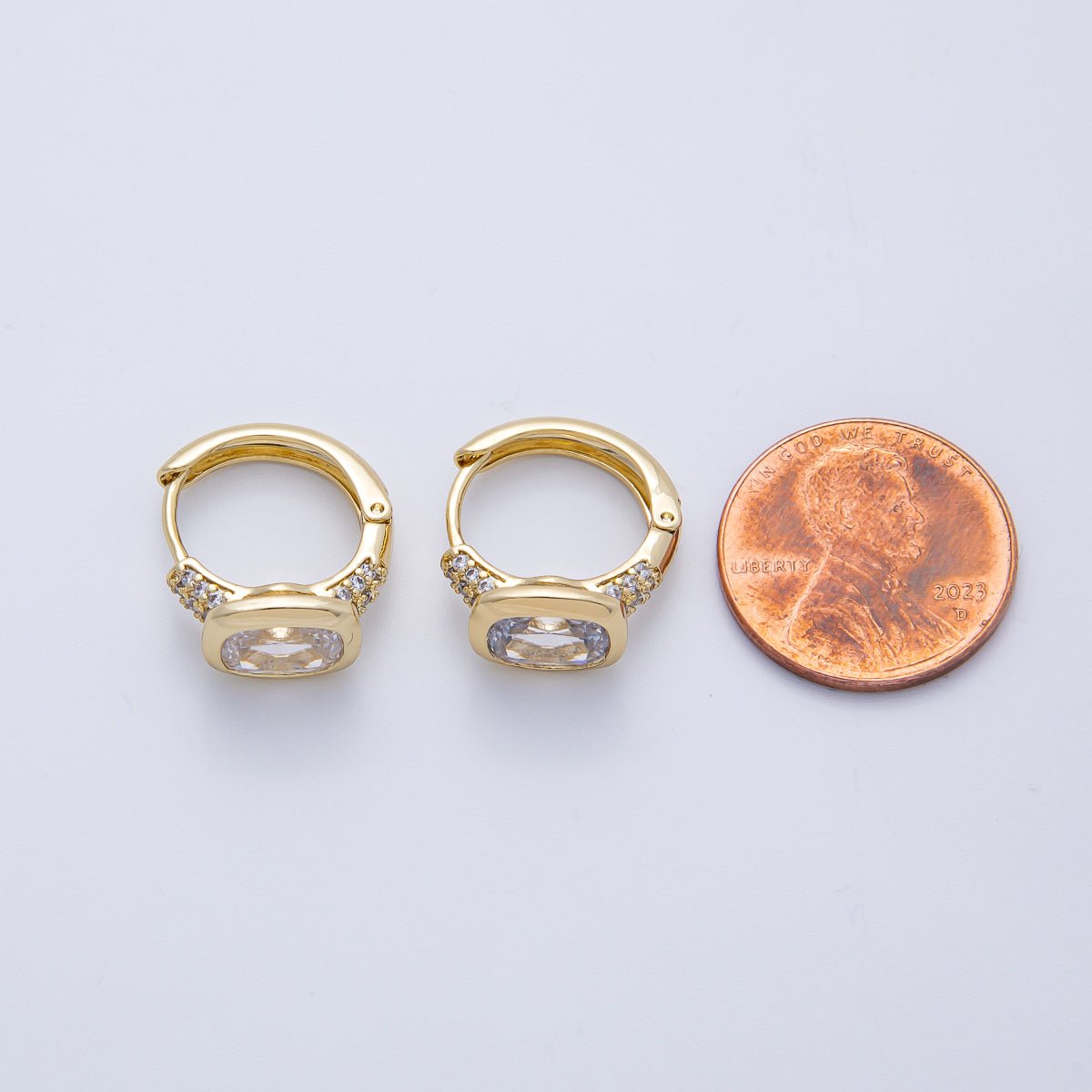14K Gold Filled 17.5mm Clear CZ Micro Paved Huggie Earrings | Earrings - 00062 - DLUXCA