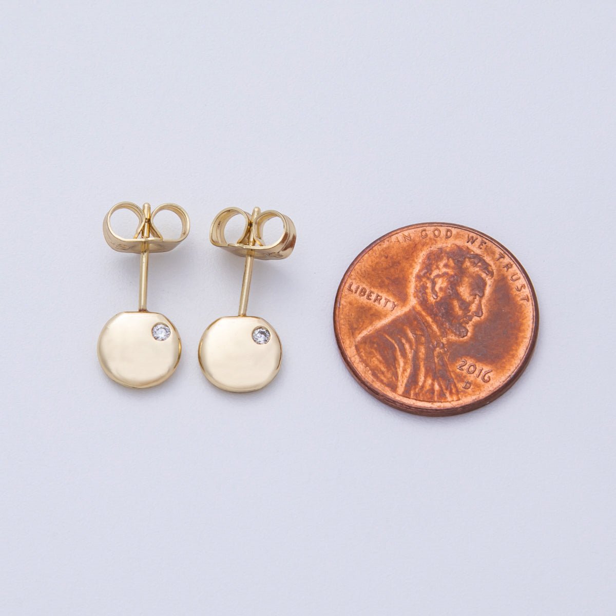14K Gold Filled 17.6mm Clear CZ Round Circle Stud Earrings | Earrings - 00032 - DLUXCA