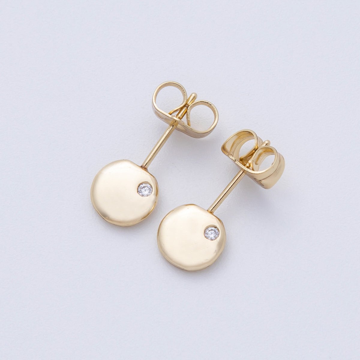 14K Gold Filled 17.6mm Clear CZ Round Circle Stud Earrings | Earrings - 00032 - DLUXCA