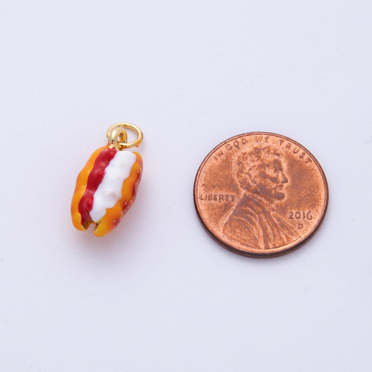 14K Gold Filled 17mm Hot Dog Food 3D Multidimensional Charm | Charms - 00023 - DLUXCA