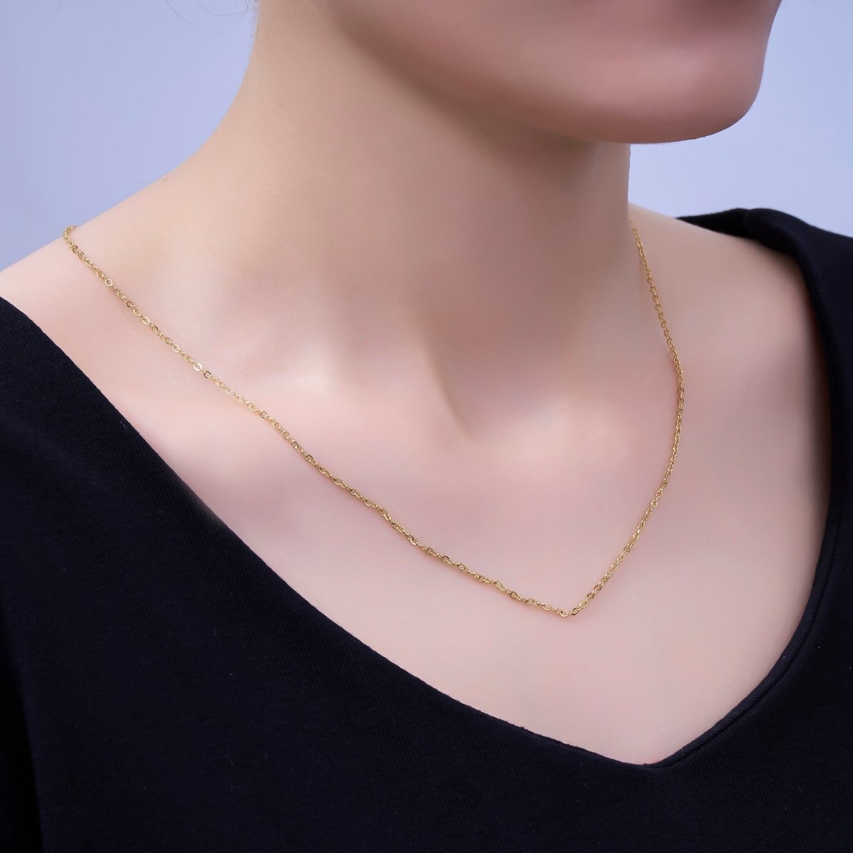 14K Gold Filled 1.7mm Minimalist Cable Chain 20 Inch Necklace | WA - 3093 - DLUXCA