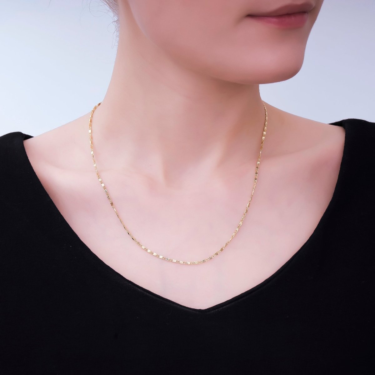 14K Gold Filled 1.7mm Sunburst Chain Link 18 Inch Necklace | WA - 3155 - DLUXCA