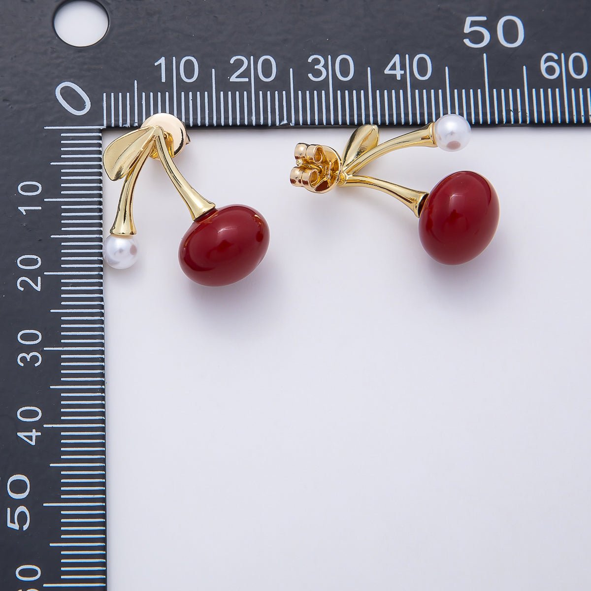 14K Gold Filled 18.5mm Shell Pearl Cherry Stud | Earrings-00645 - DLUXCA