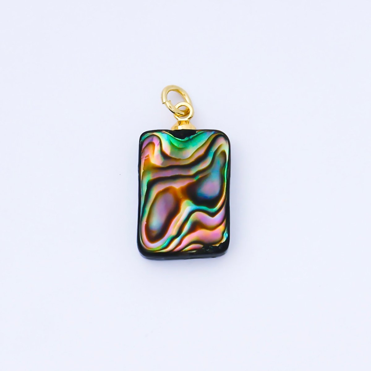 14K Gold Filled 18mm Abalone Pearl Rectangular Tag Charm | AF584 - DLUXCA