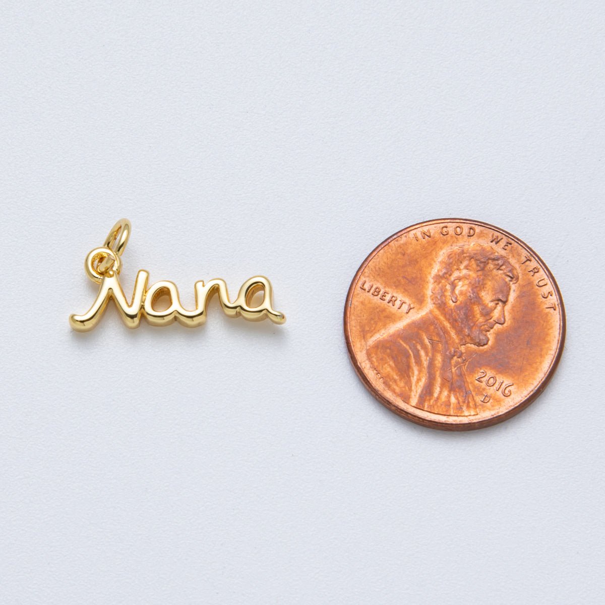 14K Gold Filled 18mm Grandma "Nana" Minimalist Script Charm | Charms - 00034 - DLUXCA