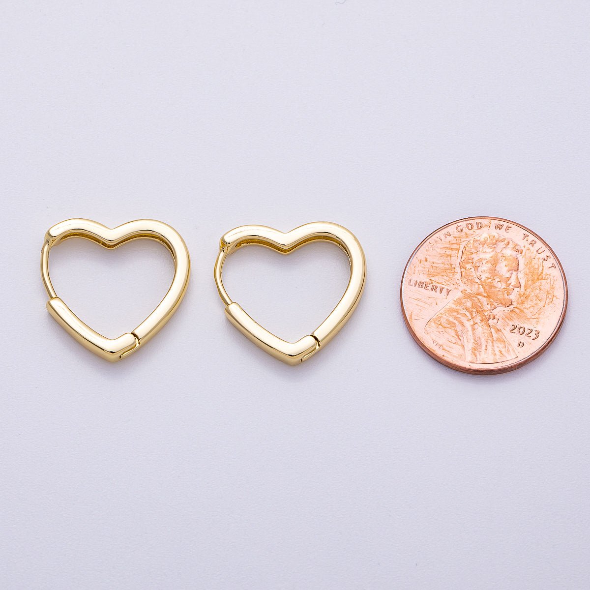 14K Gold Filled 18mm Heart Minimalist Hoop Huggie Earrings | AD - 465 - DLUXCA