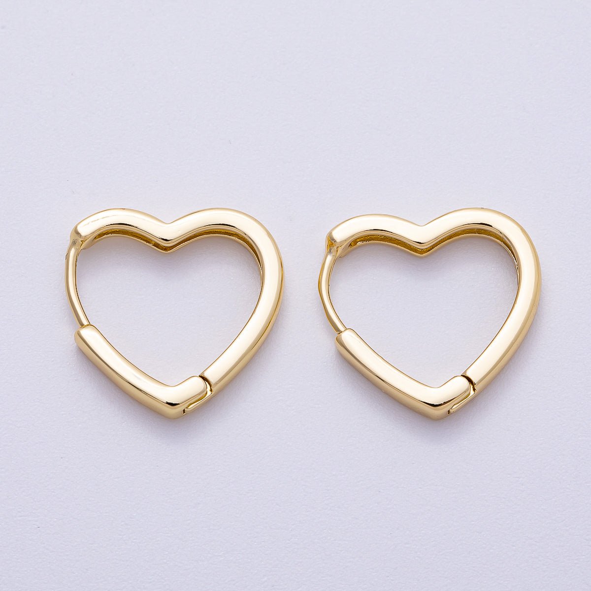 14K Gold Filled 18mm Heart Minimalist Hoop Huggie Earrings | AD - 465 - DLUXCA
