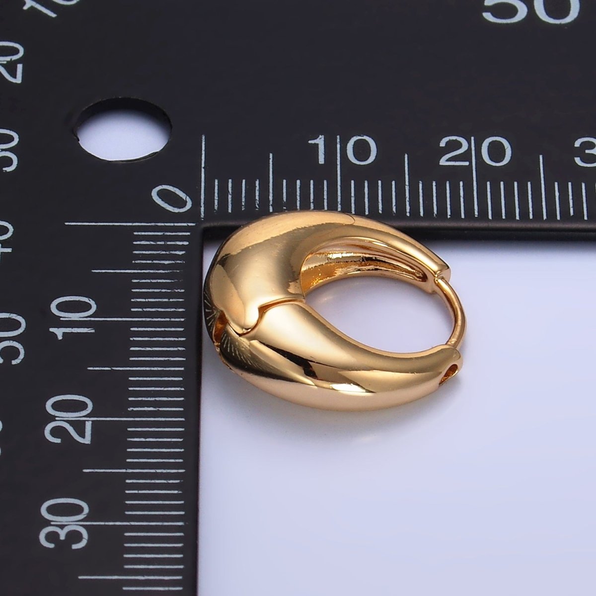 14K Gold Filled 19mm Chubby Dome Minimalist Huggie Earrings | AD1432 - DLUXCA