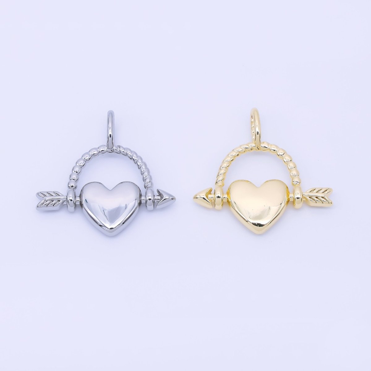 14K Gold Filled 19mm Cupid Heart Love's Arrow Pendant | AA1648 - DLUXCA