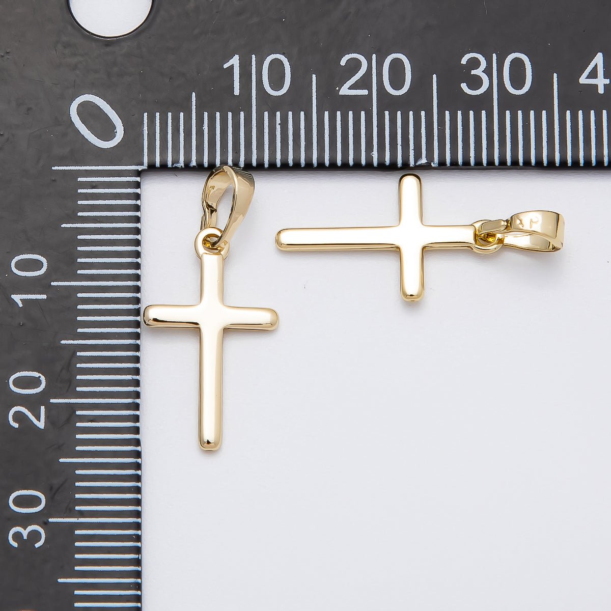 14K Gold Filled 19mm Minimalist Cross Religious Pendant | Charms - 00517 - DLUXCA