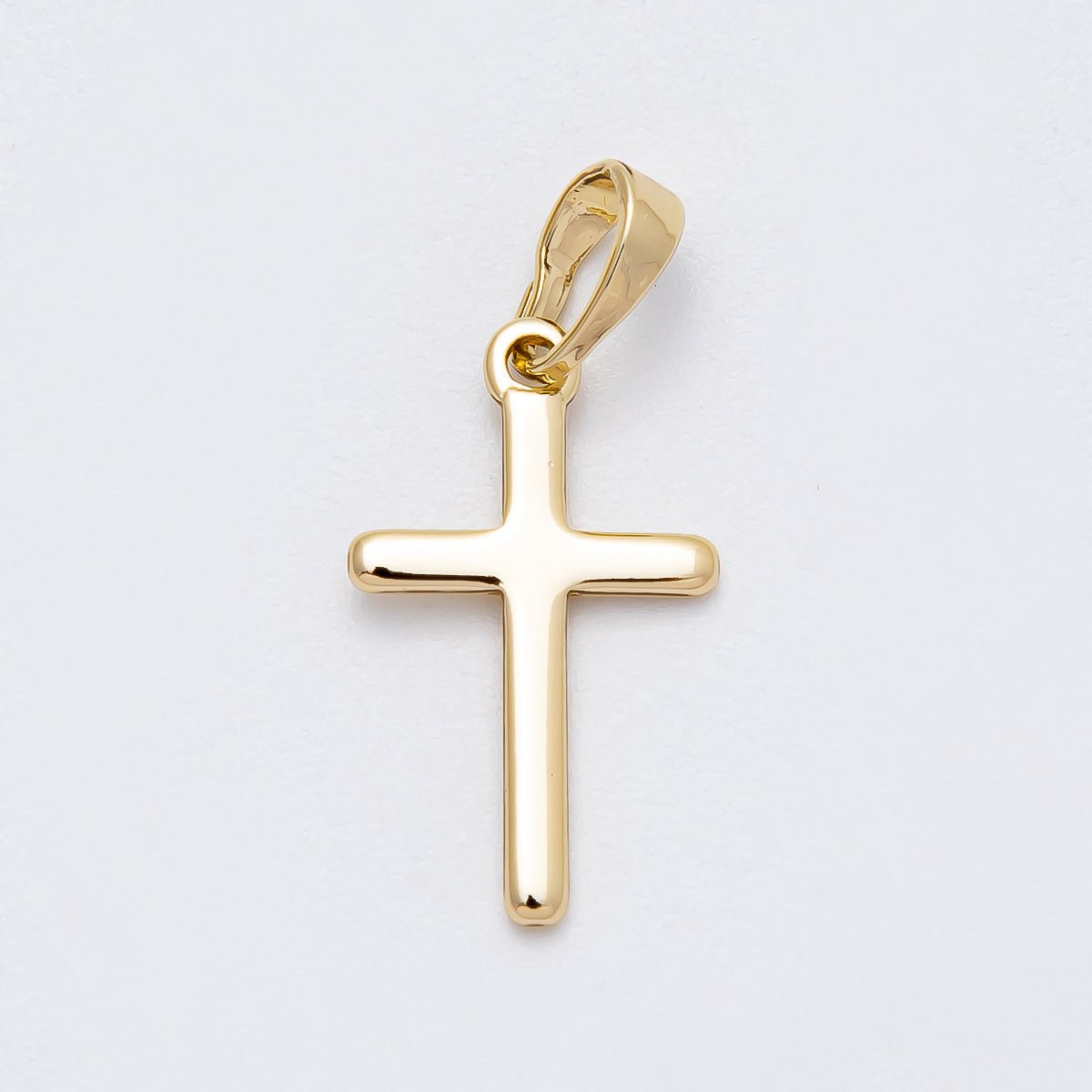 14K Gold Filled 19mm Minimalist Cross Religious Pendant | Charms - 00517 - DLUXCA