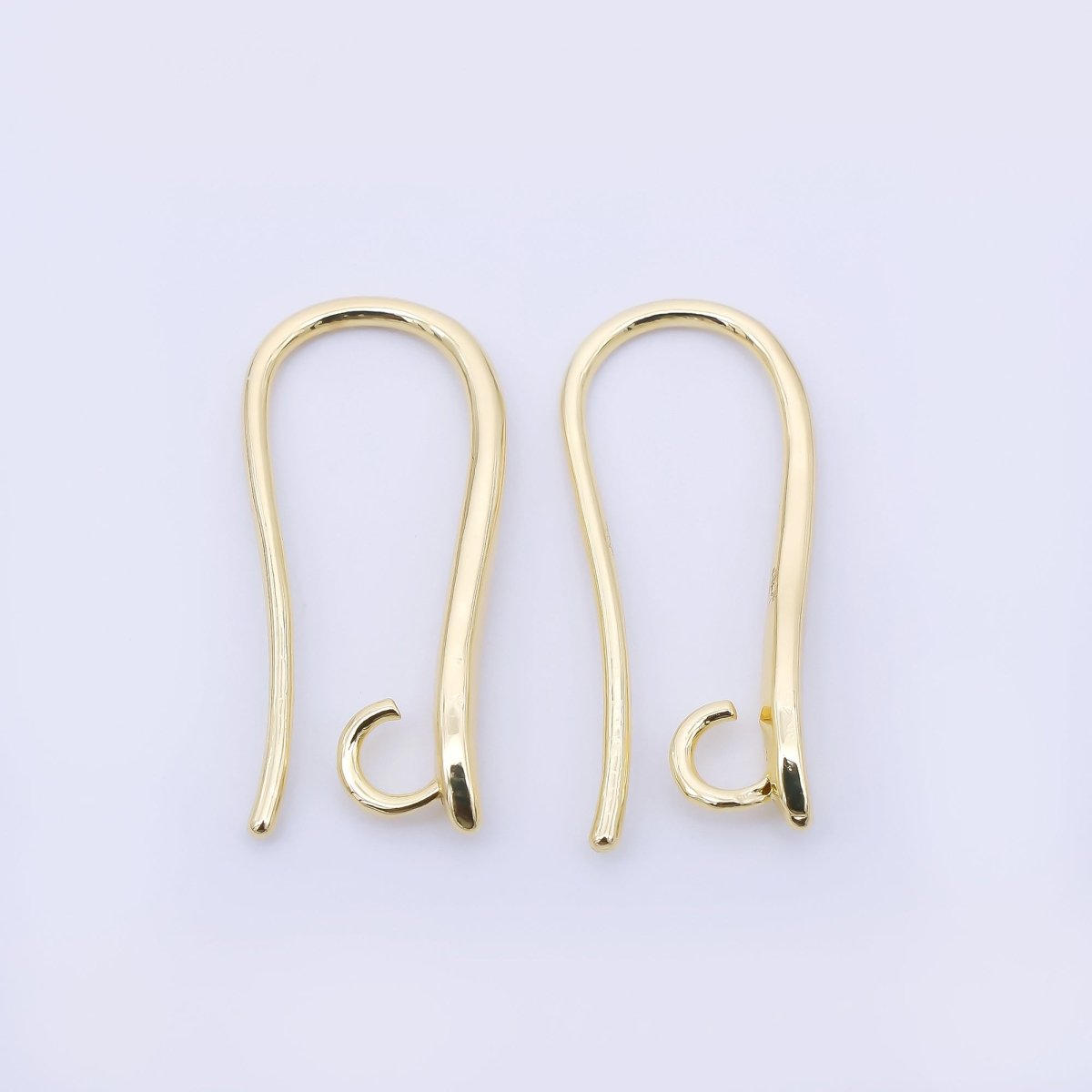 14K Gold Filled 19mm Minimalist Fish Hook Open Loop Earring Findings in Gold & Silver | Z1333 Z1334 - DLUXCA