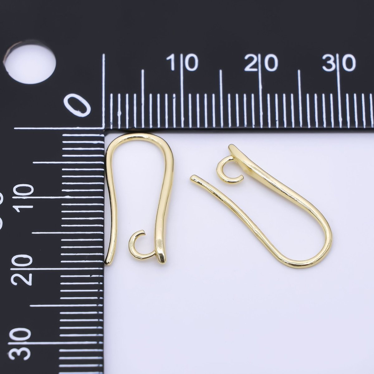 14K Gold Filled 19mm Minimalist Fish Hook Open Loop Earring Findings in Gold & Silver | Z1333 Z1334 - DLUXCA