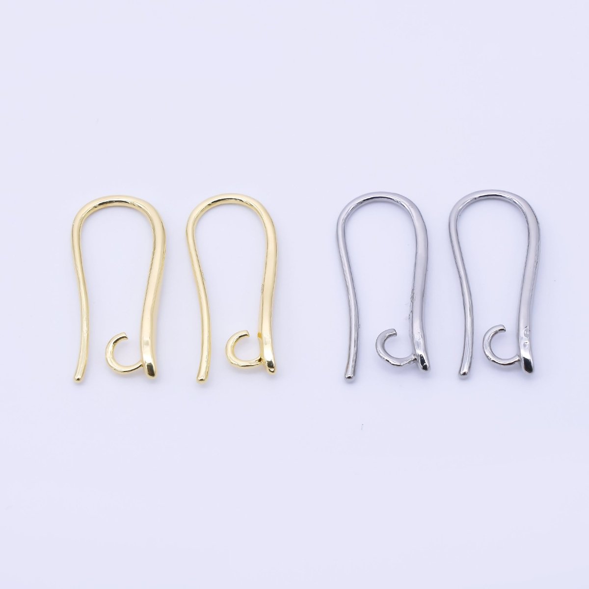 14K Gold Filled 19mm Minimalist Fish Hook Open Loop Earring Findings in Gold & Silver | Z1333 Z1334 - DLUXCA