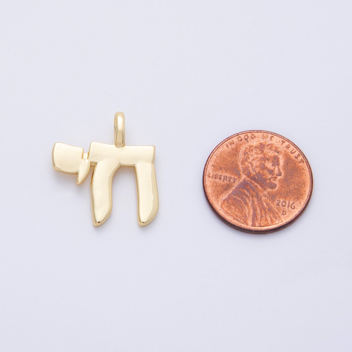14K Gold Filled 20.5mm "Chai" Hebrew Letter Minimalist Pendant | Charms - 00076 - DLUXCA