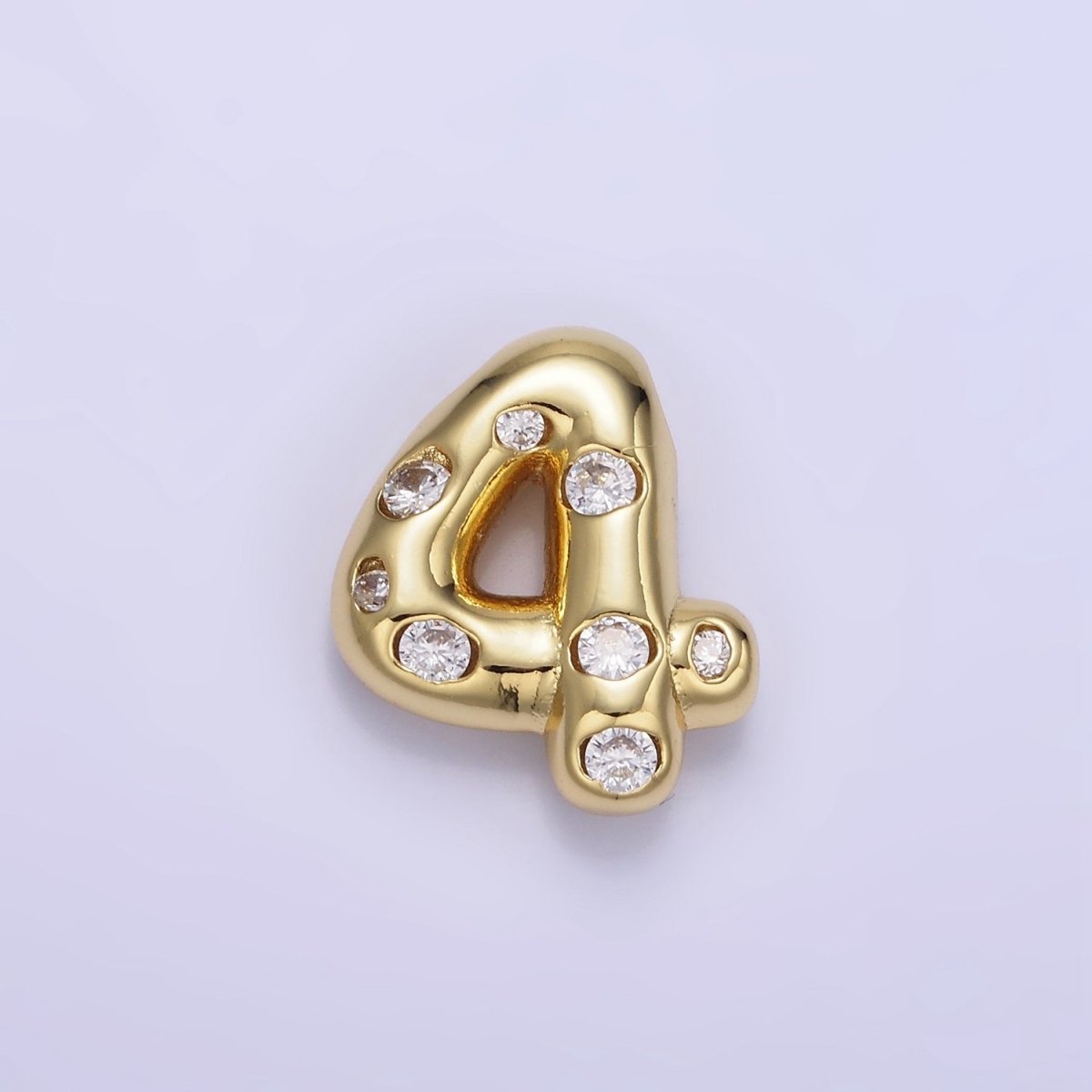 14K Gold Filled 20mm Clear CZ Chubby Balloon Number Numerical Pendant | AG775 - AG779 - DLUXCA