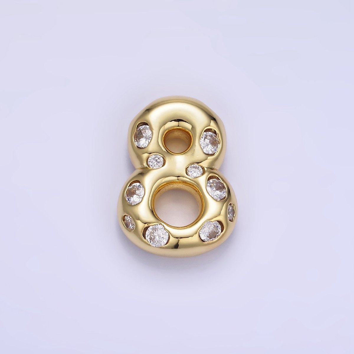 14K Gold Filled 20mm Clear CZ Chubby Balloon Number Numerical Pendant | AG775 - AG779 - DLUXCA