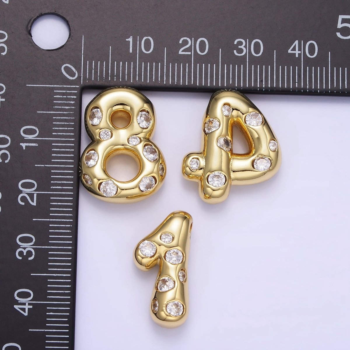 14K Gold Filled 20mm Clear CZ Chubby Balloon Number Numerical Pendant | AG775 - AG779 - DLUXCA