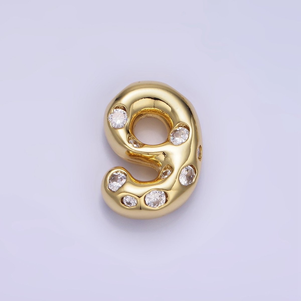 14K Gold Filled 20mm Clear CZ Chubby Balloon Number Numerical Pendant | AG775 - AG779 - DLUXCA