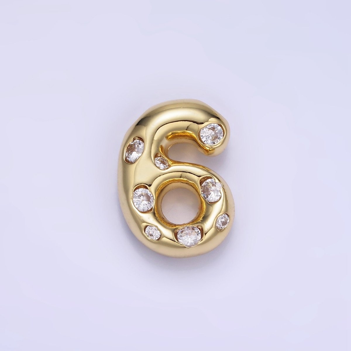 14K Gold Filled 20mm Clear CZ Chubby Balloon Number Numerical Pendant | AG775 - AG779 - DLUXCA