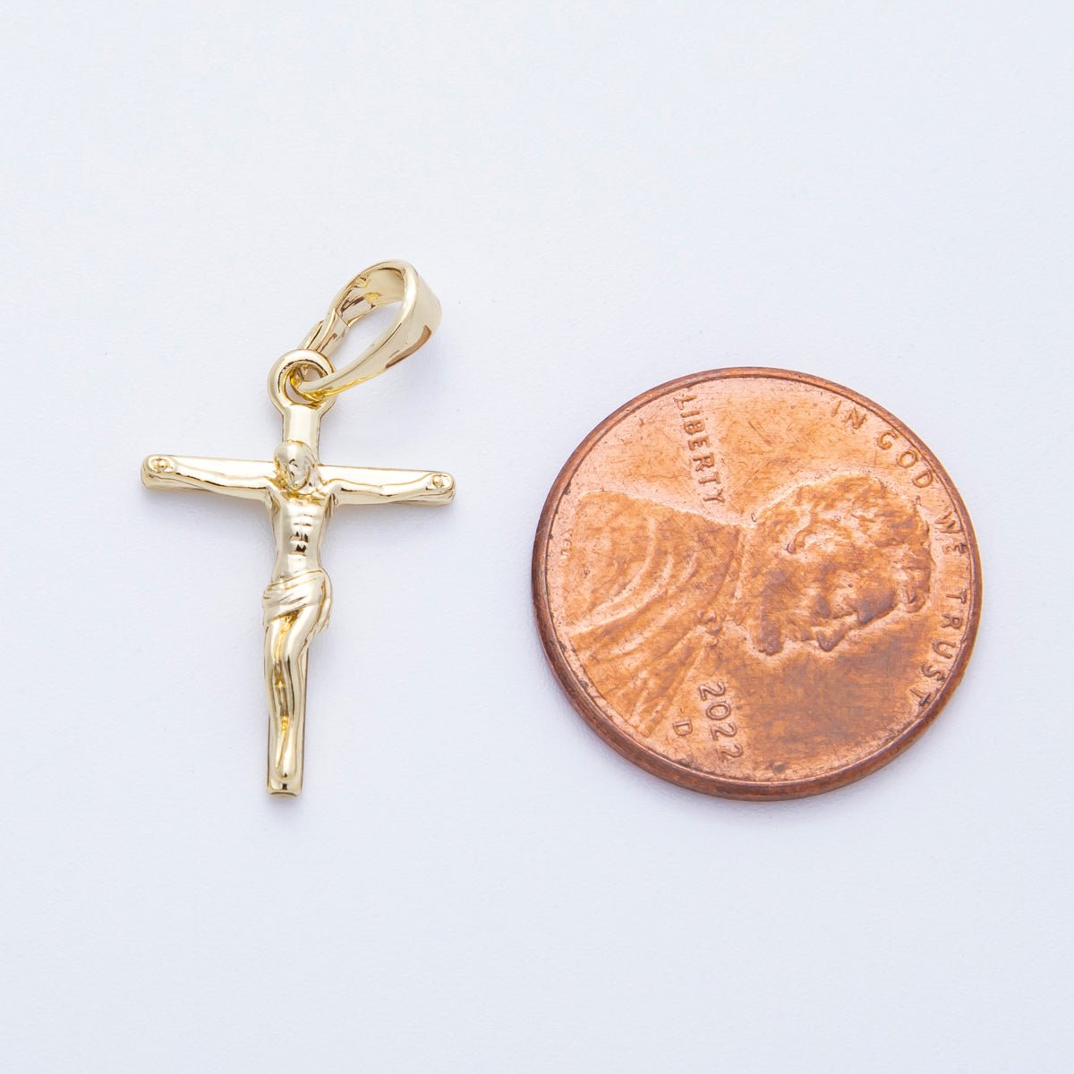 14K Gold Filled 20mm Minimalist Crucifix Religious Cross Pendant | Charms - 00152 - DLUXCA