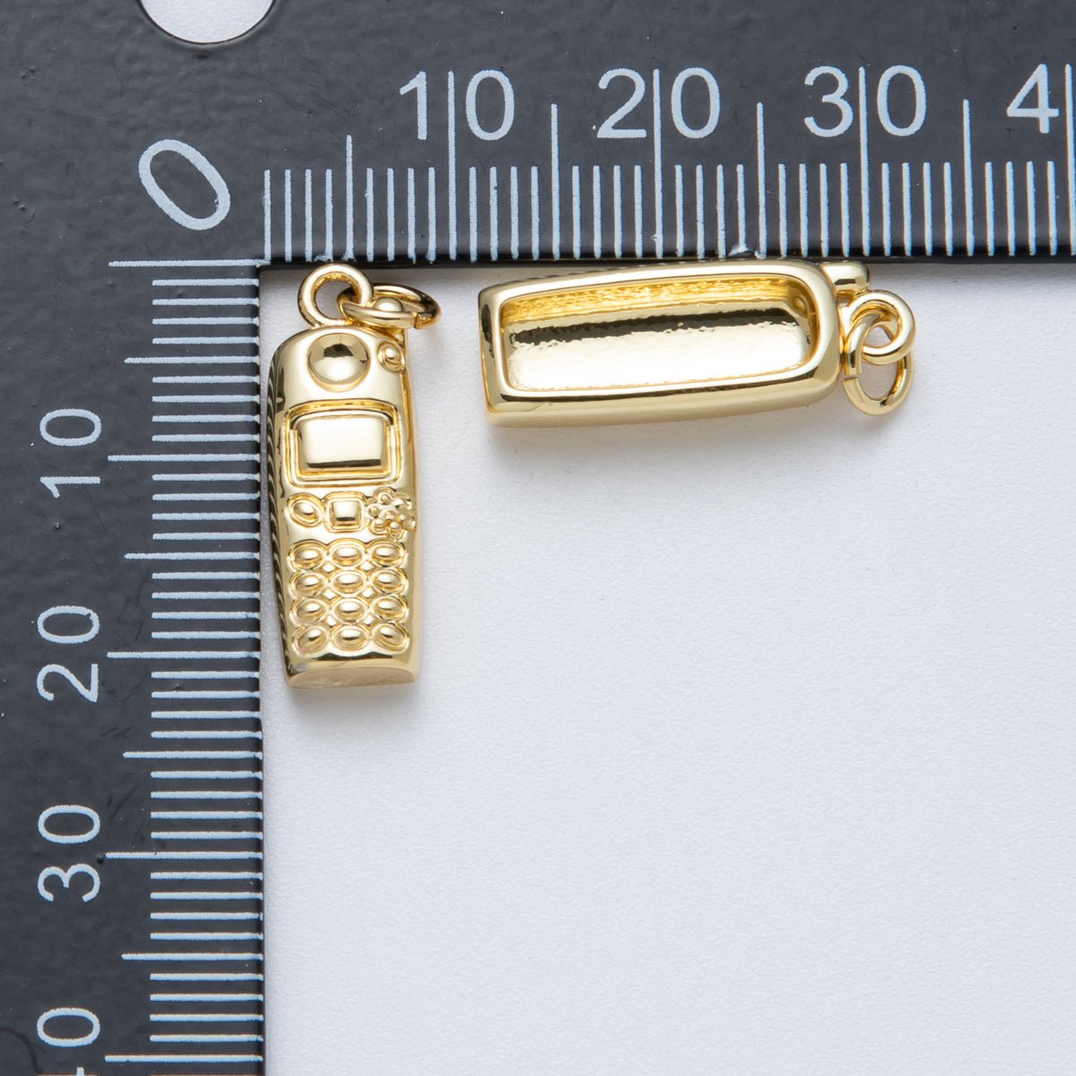 14K Gold Filled 21mm Minimalist Cordless Mobile Phone 3D Multidimensional Charm | Charms - 00037 - DLUXCA