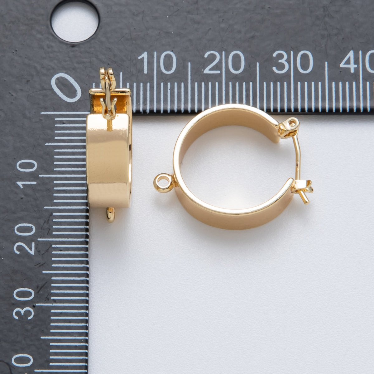 14K Gold Filled 22mm Minimalist Wide Drop Latch Hoop Earrings Findings | Findings - 400003 - DLUXCA