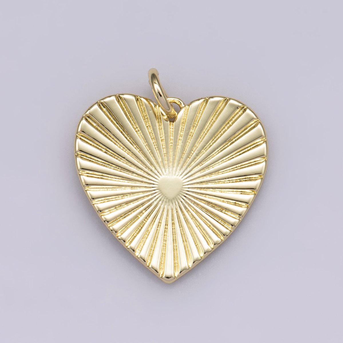 14K Gold Filled 22mm Plain Heart Sunray Pendant | Charms - 00479 - DLUXCA