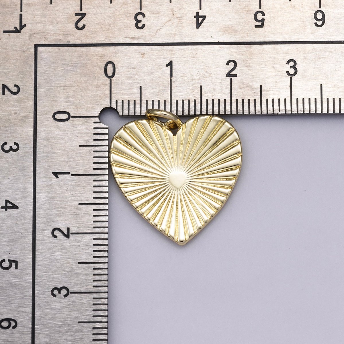 14K Gold Filled 22mm Plain Heart Sunray Pendant | Charms - 00479 - DLUXCA