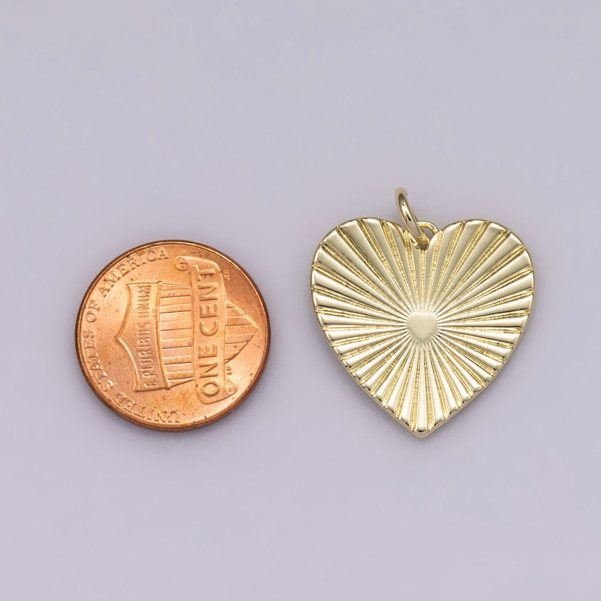 14K Gold Filled 22mm Plain Heart Sunray Pendant | Charms - 00479 - DLUXCA