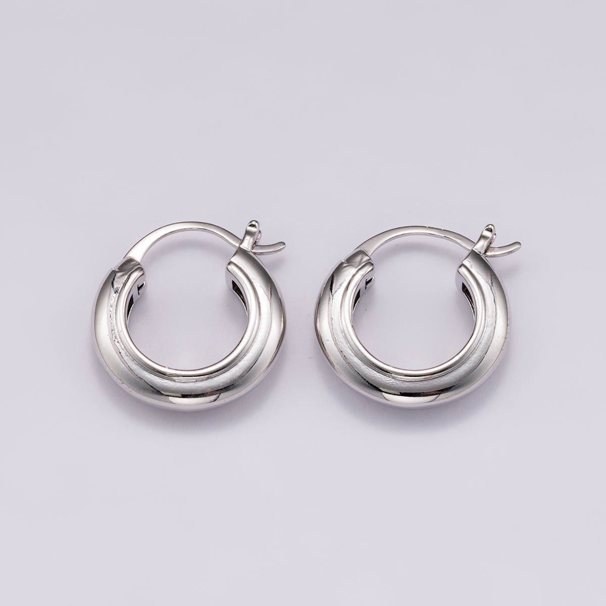 14K Gold Filled 23mm Minimalist Lined Dome Latch Hoop Earrings in Gold & Silver | Earrings - 00318 Earrings - 00319 - DLUXCA