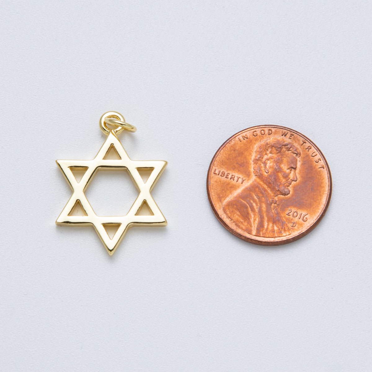 14K Gold Filled 23mm Minimalist Star of David Open Charm | Charms - 00019 - DLUXCA