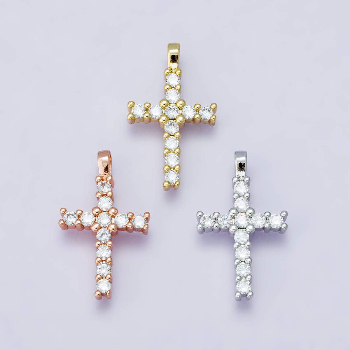 14K Gold Filled 24mm Micro Paved CZ Religious Cross Pendant in Gold, Silver, Rose Gold | H00230 - DLUXCA