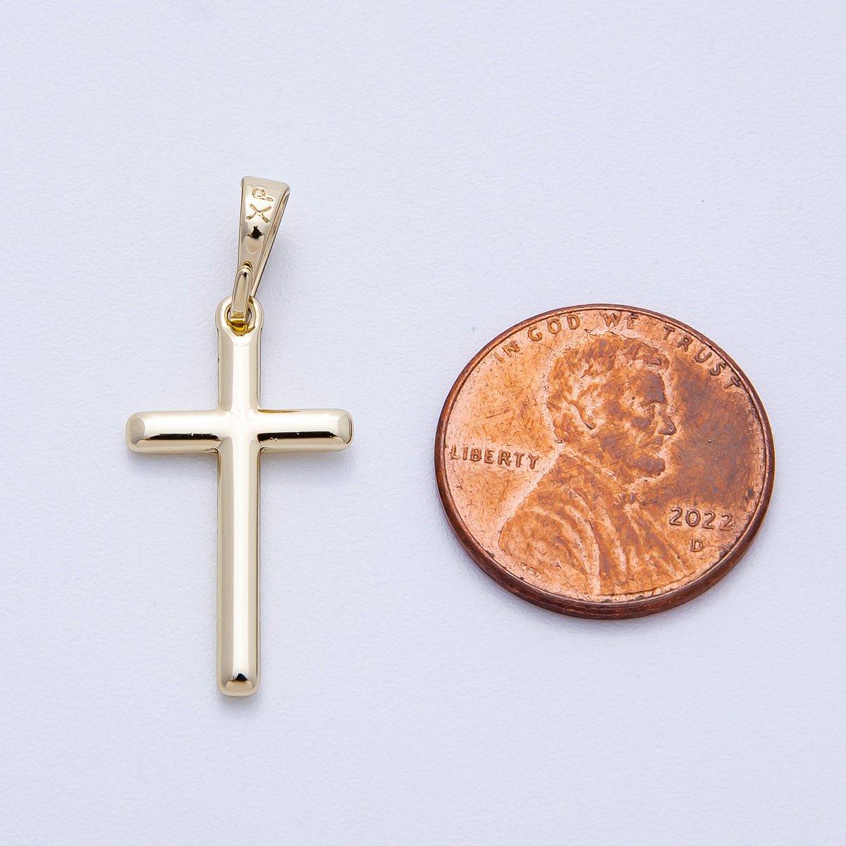 14K Gold Filled 24mm Minimalist Religious Cross Pendant | Charms - 00456 - DLUXCA