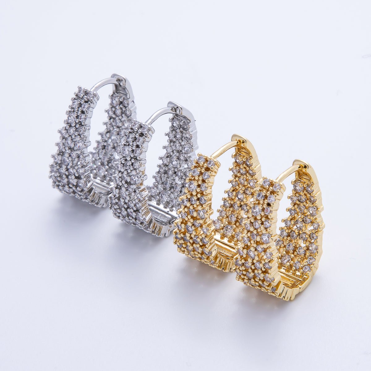 14K Gold Filled 24mm Statement Micro Paved CZ Cluster Hoop Earrings | EARRINGS - 00002 EARRINGS - 00003 - DLUXCA