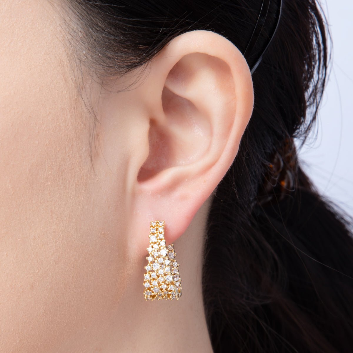 14K Gold Filled 24mm Statement Micro Paved CZ Cluster Hoop Earrings | EARRINGS - 00002 EARRINGS - 00003 - DLUXCA