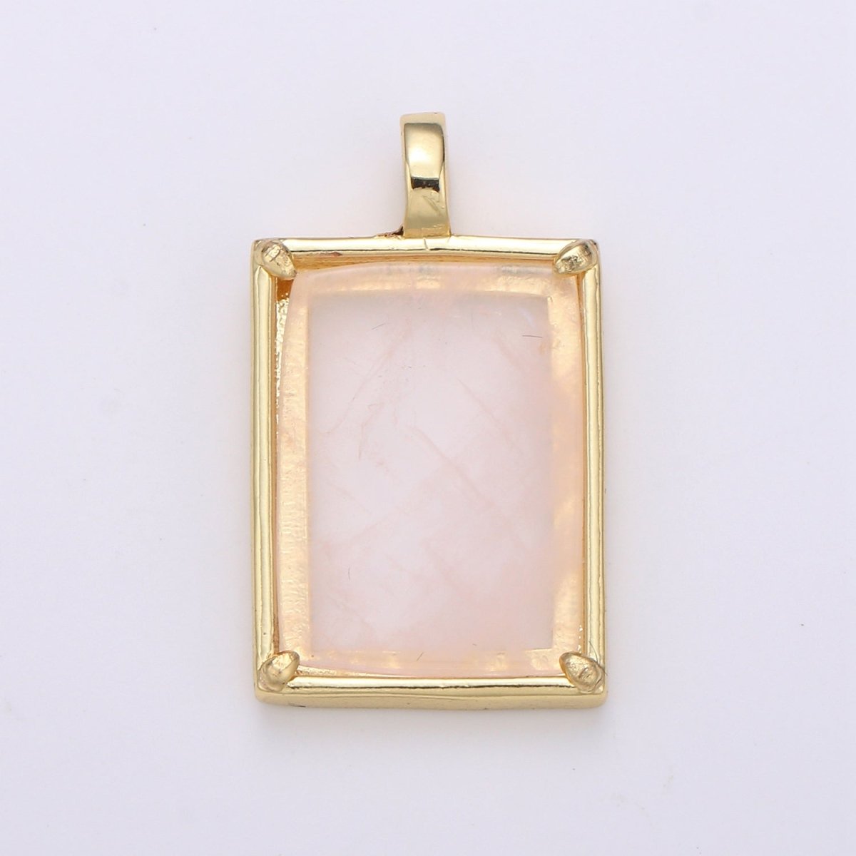14K Gold Filled 25mm Amethyst, Aquamarine, Onyx, Rose Quartz, Lapis Lazuli, Tiger Eye Gemstone Rectangle Bezel Pendant | I785 - I790 - DLUXCA