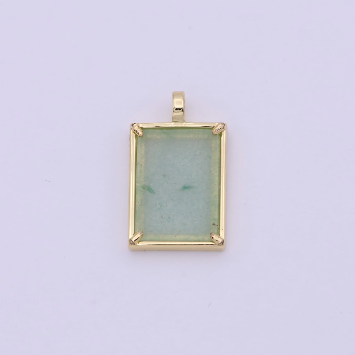 14K Gold Filled 25mm Amethyst, Aquamarine, Onyx, Rose Quartz, Lapis Lazuli, Tiger Eye Gemstone Rectangle Bezel Pendant | I785 - I790 - DLUXCA