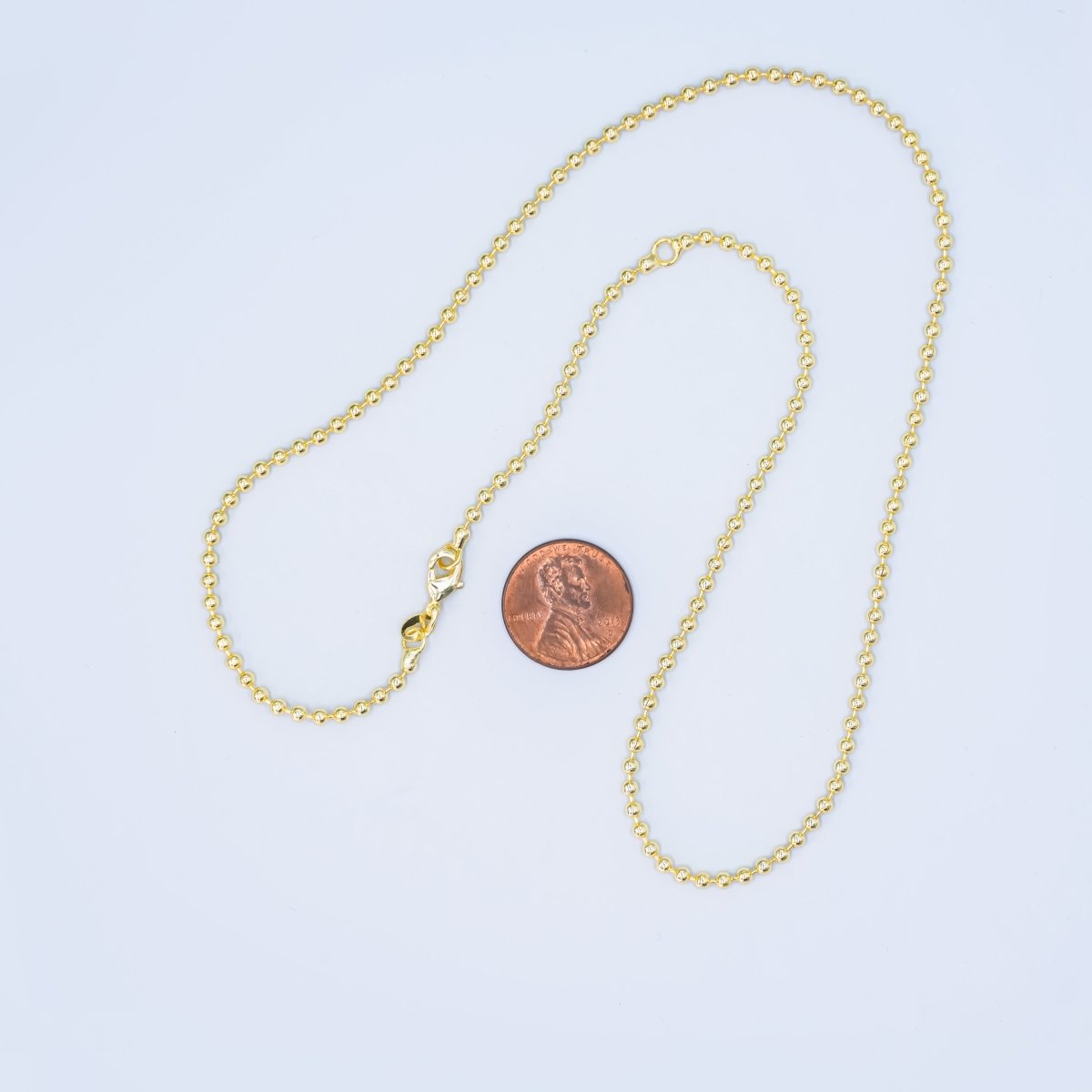 14K Gold Filled 2.5mm Ball Bead Bar 17.5 Inch Necklace | WA - 2742 - DLUXCA