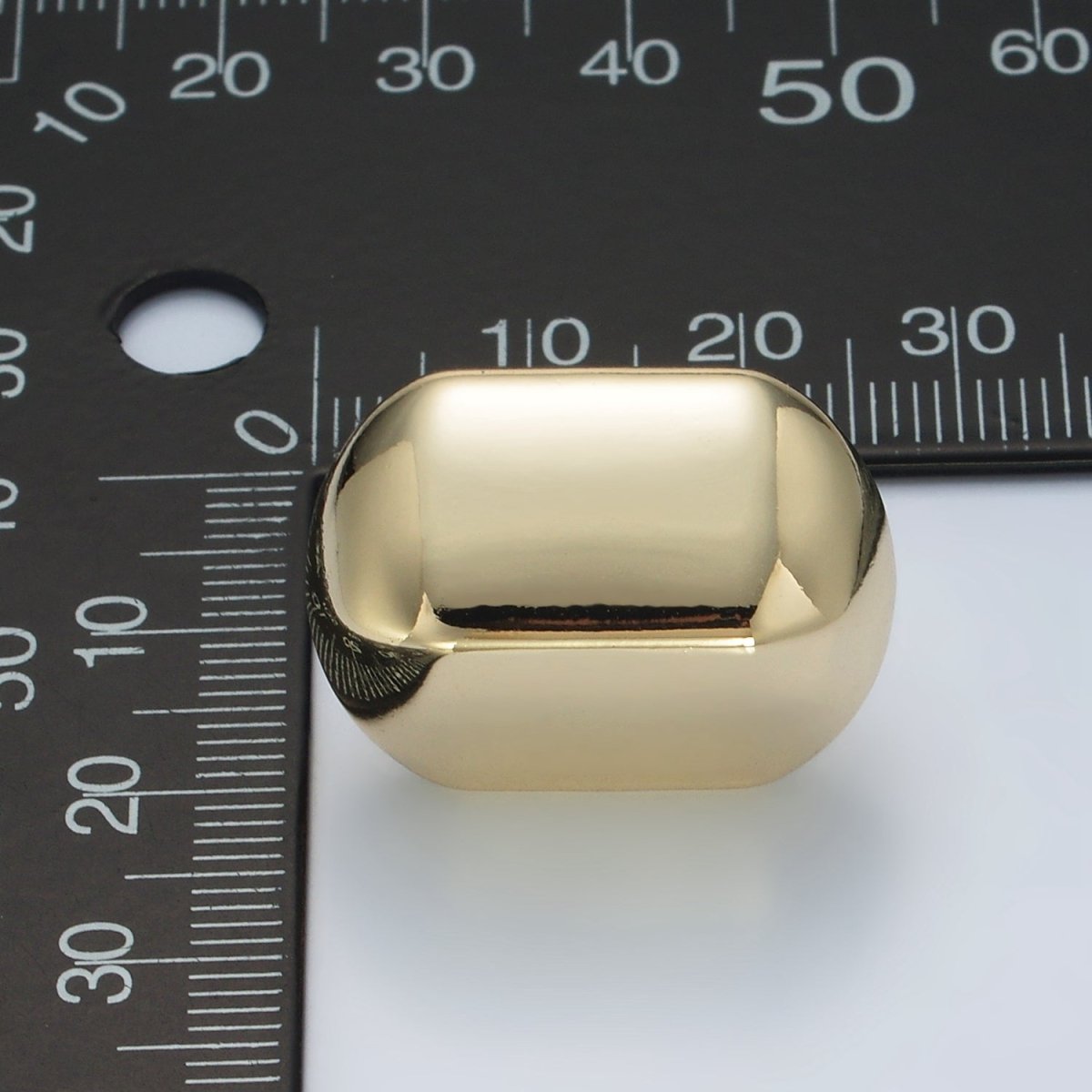 14K Gold Filled 25mm Edged Oblong Lightweight Stud Earrings in Gold & Silver | AD682 AD683 - DLUXCA